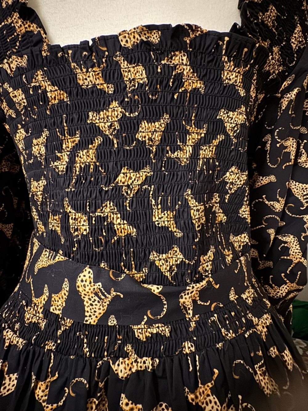 Leota square neck black cheetah dress size L l/XL NWT - Picture 8 of 10